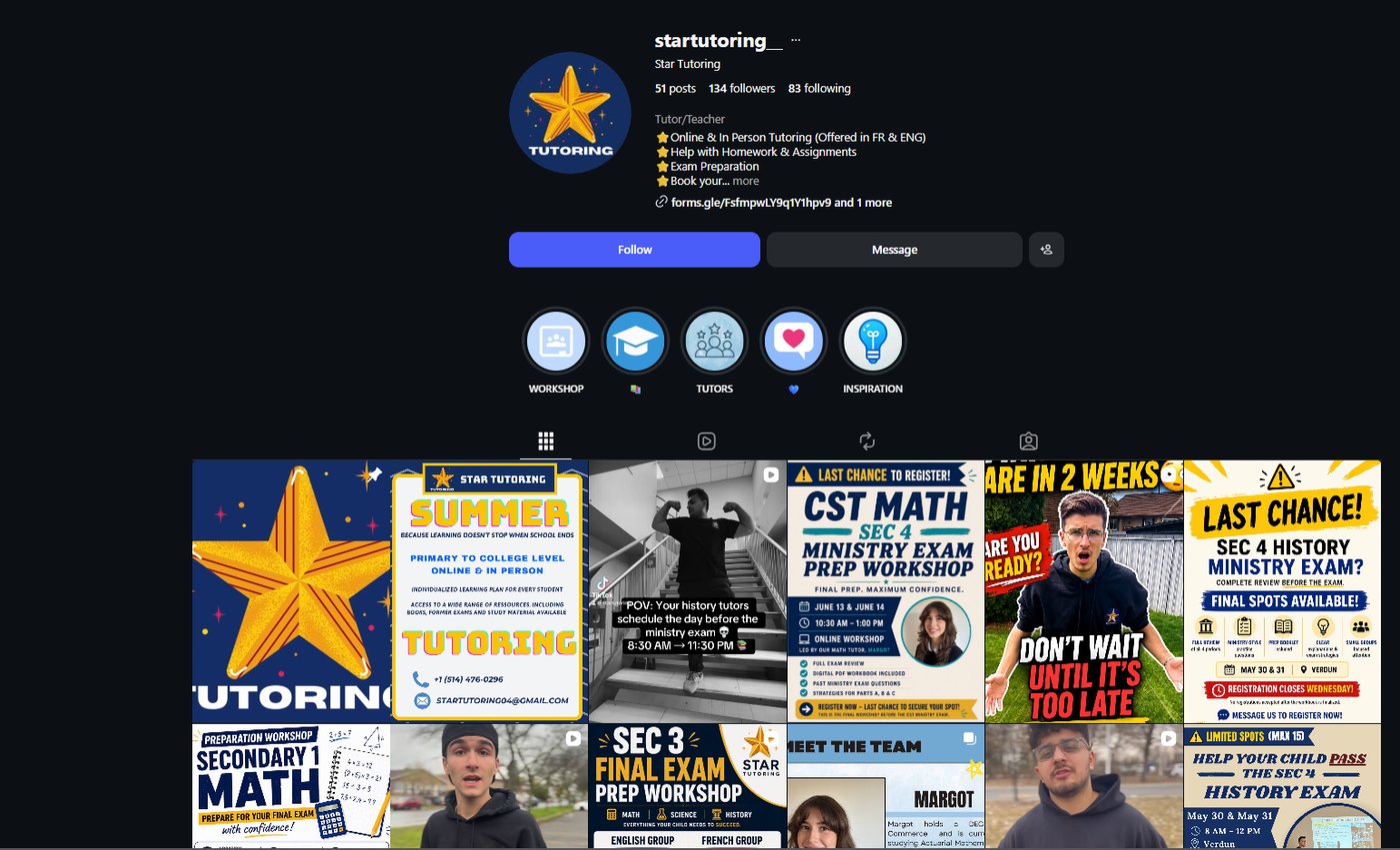 Star Tutoring on Instagram